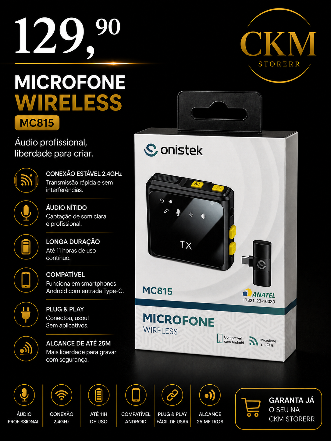 Microfone Wireless Onistek MC815